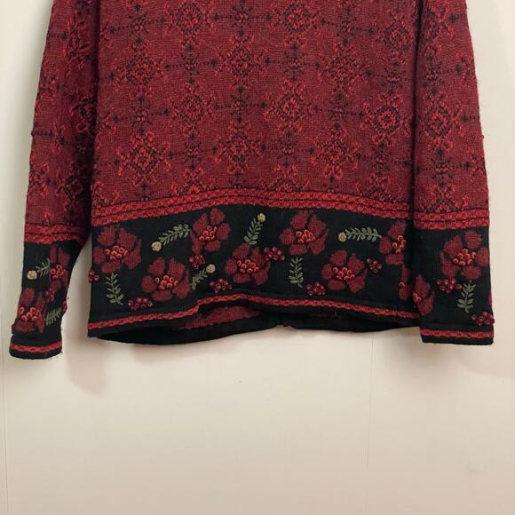 Vintage XL Frost long sleeve jacket embroidered floral cottagecore knit cardigan - Picture 10 of 12